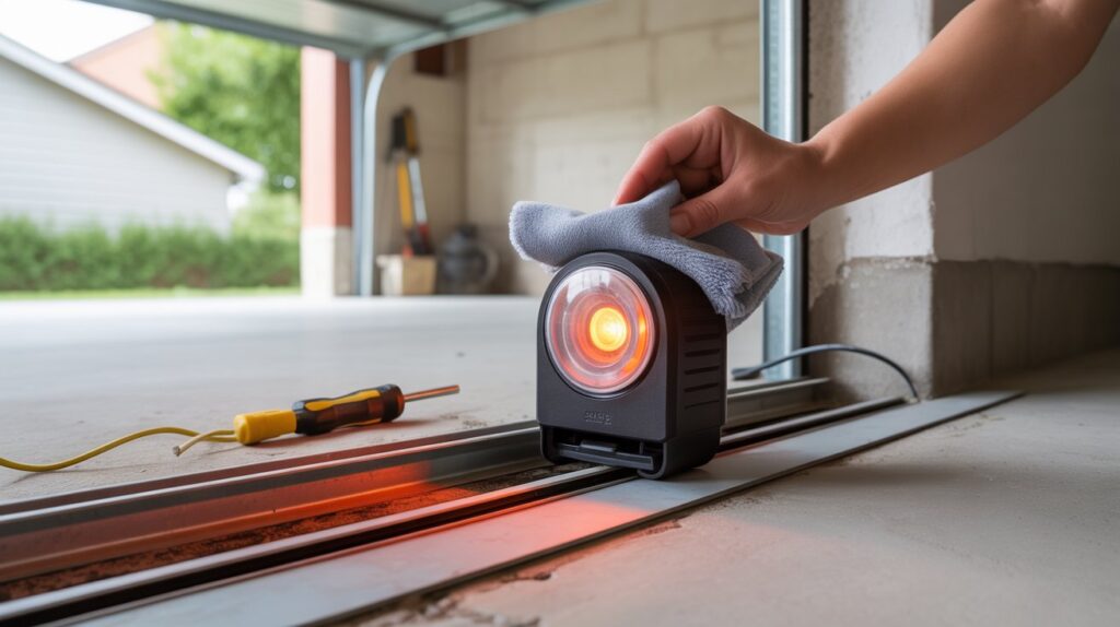 garage door sensor orange light