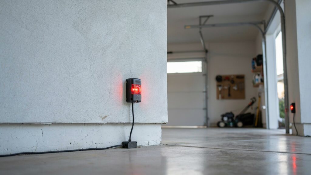 Genie garage door sensor red light blinking