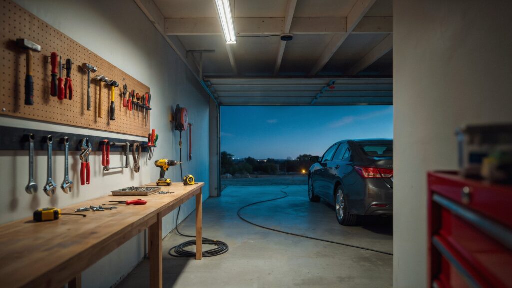 LED garage light with sensor