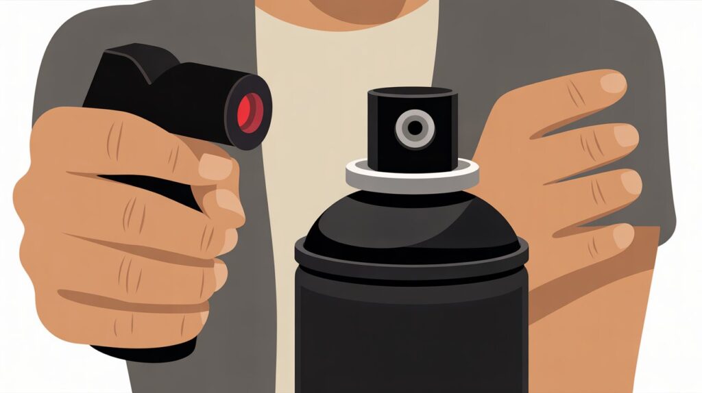 Pepper spray canister close-up – how long does pepper spray last on skin.