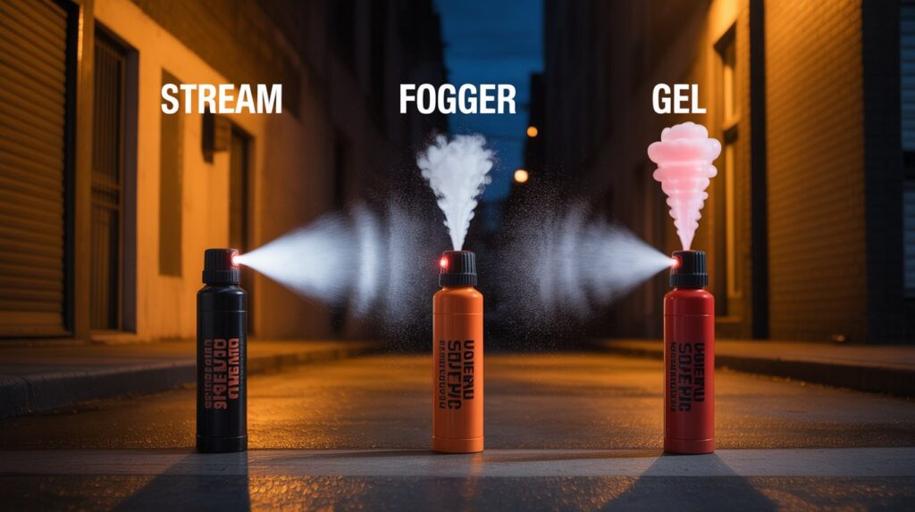 stream vs fogger vs gel pepper spray"