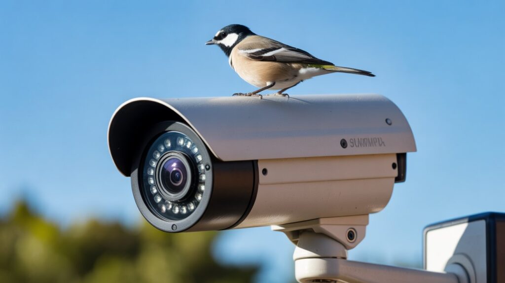 bird on security camera