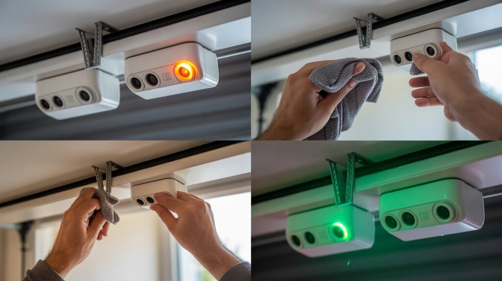 how to fix orange light on garage door sensor