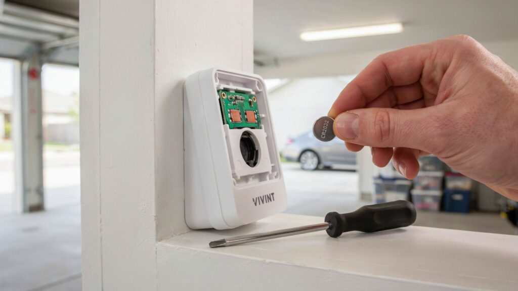 vivint garage door sensor battery replacement