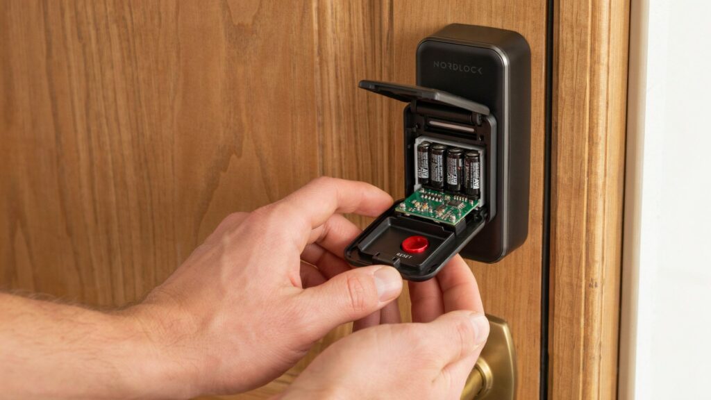 fingerprint door lock reset button